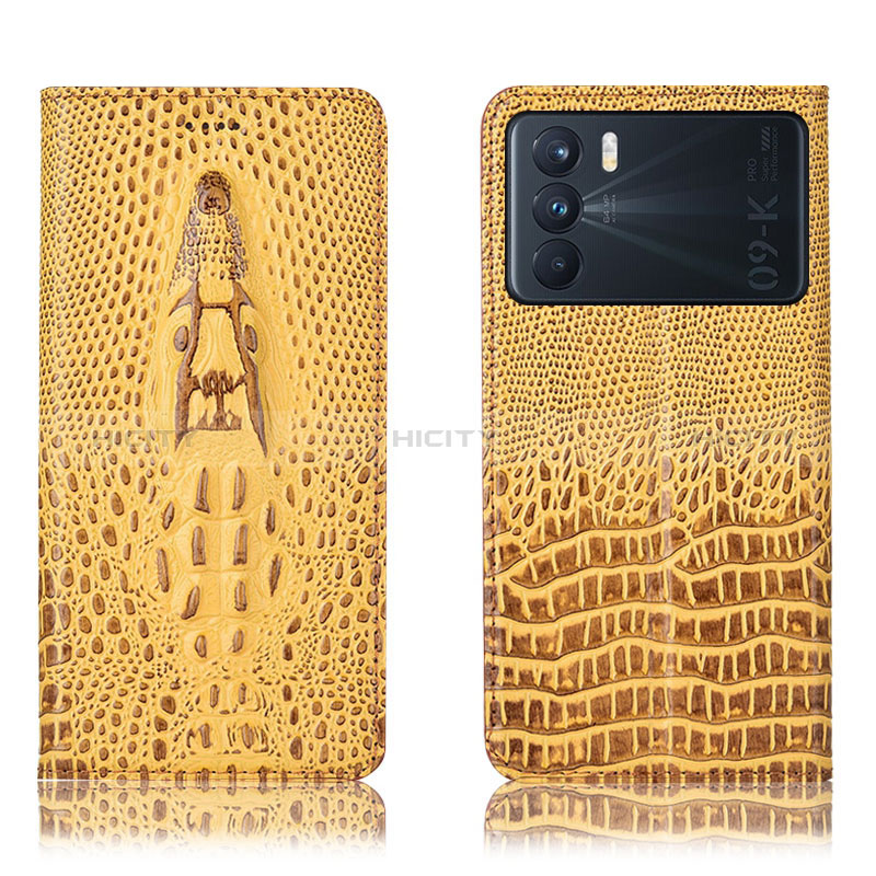 Custodia Portafoglio In Pelle Cover con Supporto H03P per Oppo K9 Pro 5G Giallo