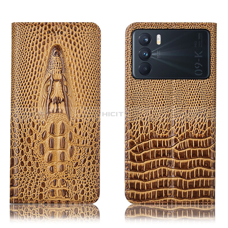 Custodia Portafoglio In Pelle Cover con Supporto H03P per Oppo K9 Pro 5G Marrone