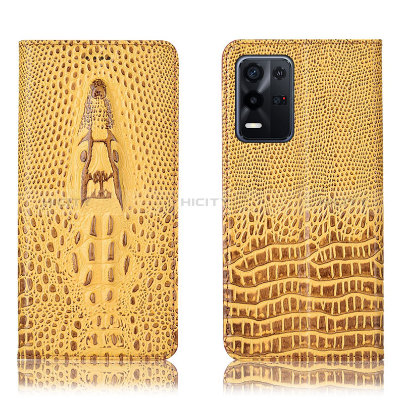 Custodia Portafoglio In Pelle Cover con Supporto H03P per Oppo K9X 5G Giallo