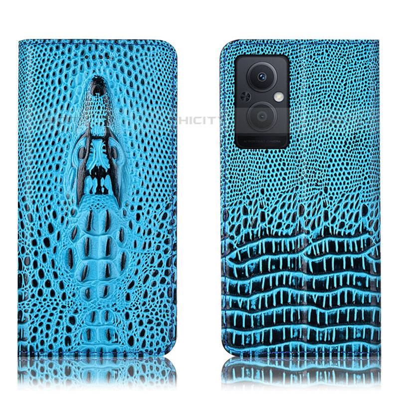 Custodia Portafoglio In Pelle Cover con Supporto H03P per Oppo Reno7 Lite 5G Cielo Blu