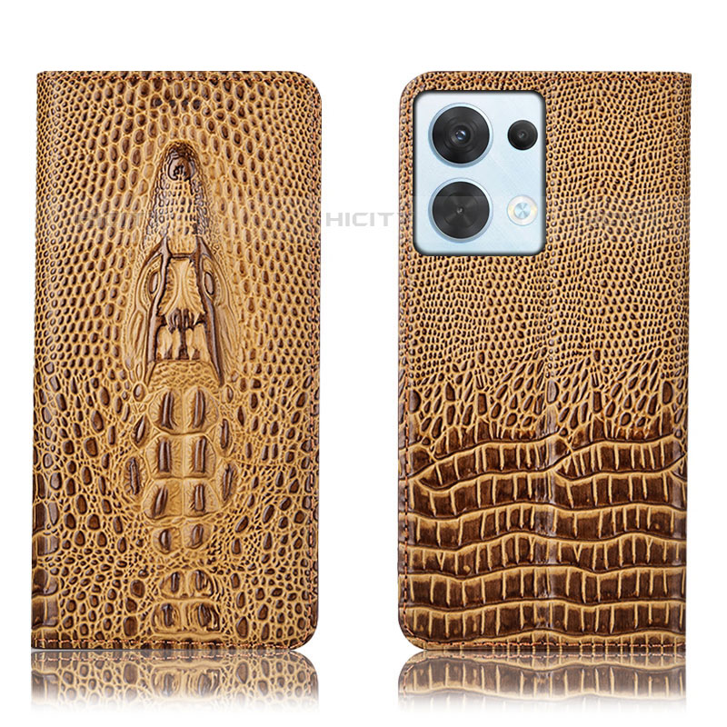 Custodia Portafoglio In Pelle Cover con Supporto H03P per Oppo Reno9 Pro 5G Marrone