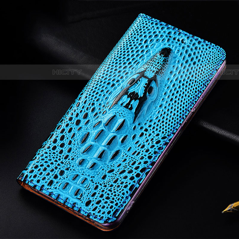 Custodia Portafoglio In Pelle Cover con Supporto H03P per Samsung Galaxy A52 4G Cielo Blu