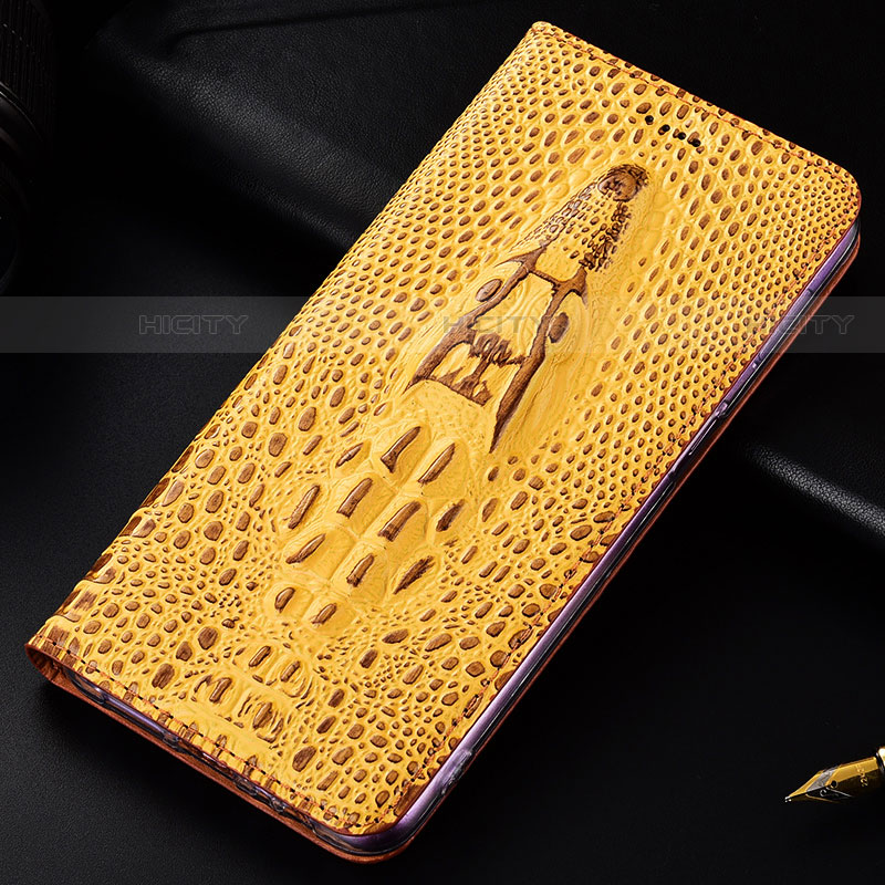 Custodia Portafoglio In Pelle Cover con Supporto H03P per Samsung Galaxy S21 Ultra 5G Giallo