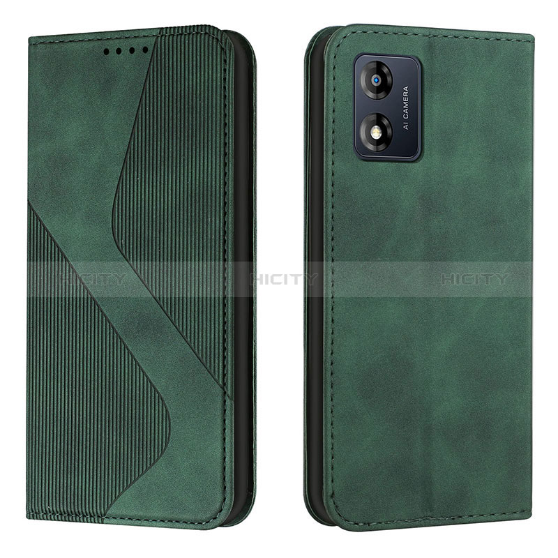 Custodia Portafoglio In Pelle Cover con Supporto H03X per Motorola Moto E13 Verde