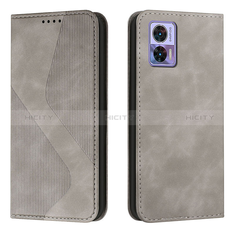 Custodia Portafoglio In Pelle Cover con Supporto H03X per Motorola Moto Edge 30 Lite 5G Grigio