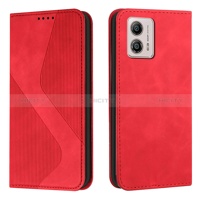 Custodia Portafoglio In Pelle Cover con Supporto H03X per Motorola Moto G53j 5G Rosso
