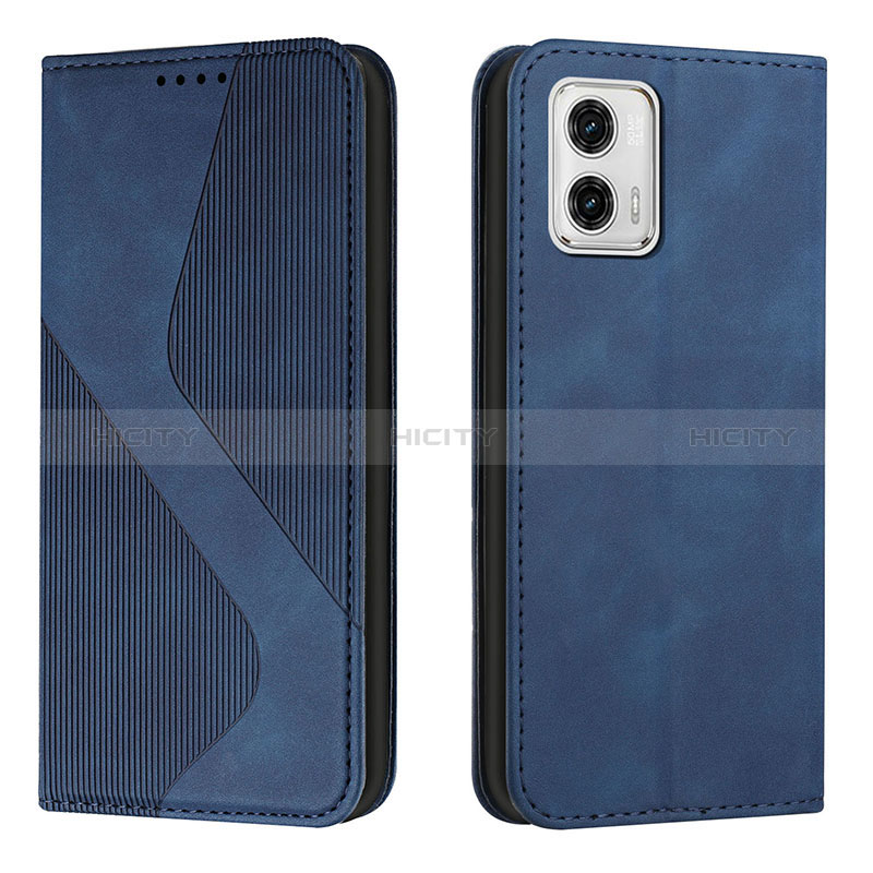 Custodia Portafoglio In Pelle Cover con Supporto H03X per Motorola Moto G73 5G Blu