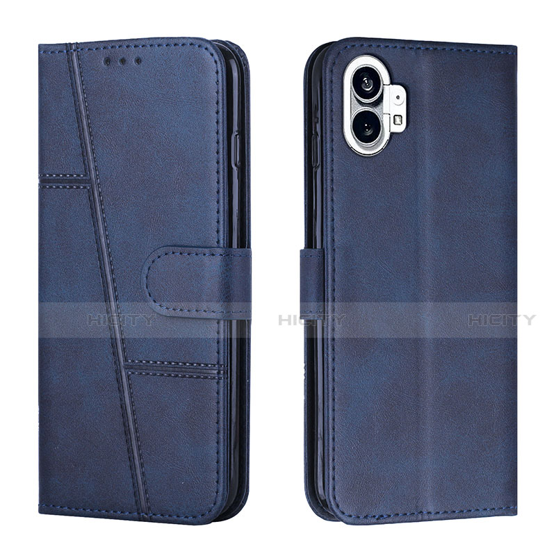 Custodia Portafoglio In Pelle Cover con Supporto H03X per Nothing Phone 1 Blu