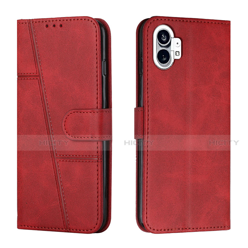 Custodia Portafoglio In Pelle Cover con Supporto H03X per Nothing Phone 1 Rosso