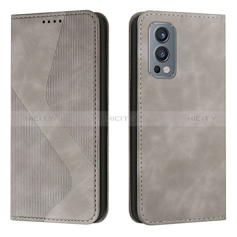 Custodia Portafoglio In Pelle Cover con Supporto H03X per OnePlus Nord 2 5G Grigio