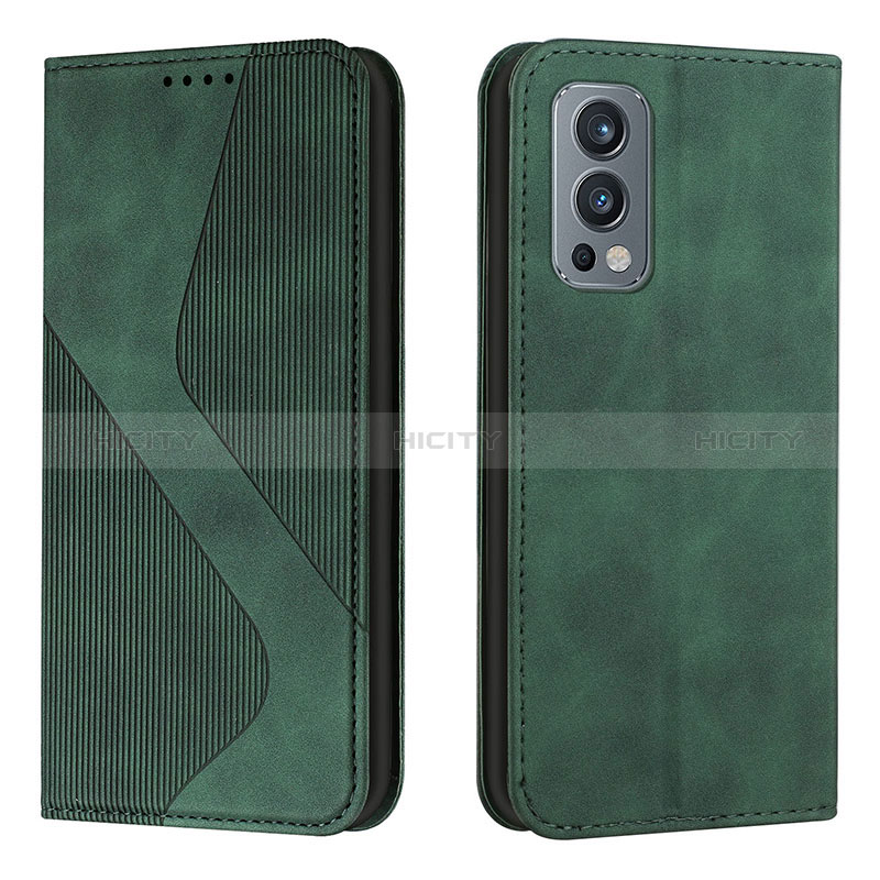 Custodia Portafoglio In Pelle Cover con Supporto H03X per OnePlus Nord 2 5G Verde