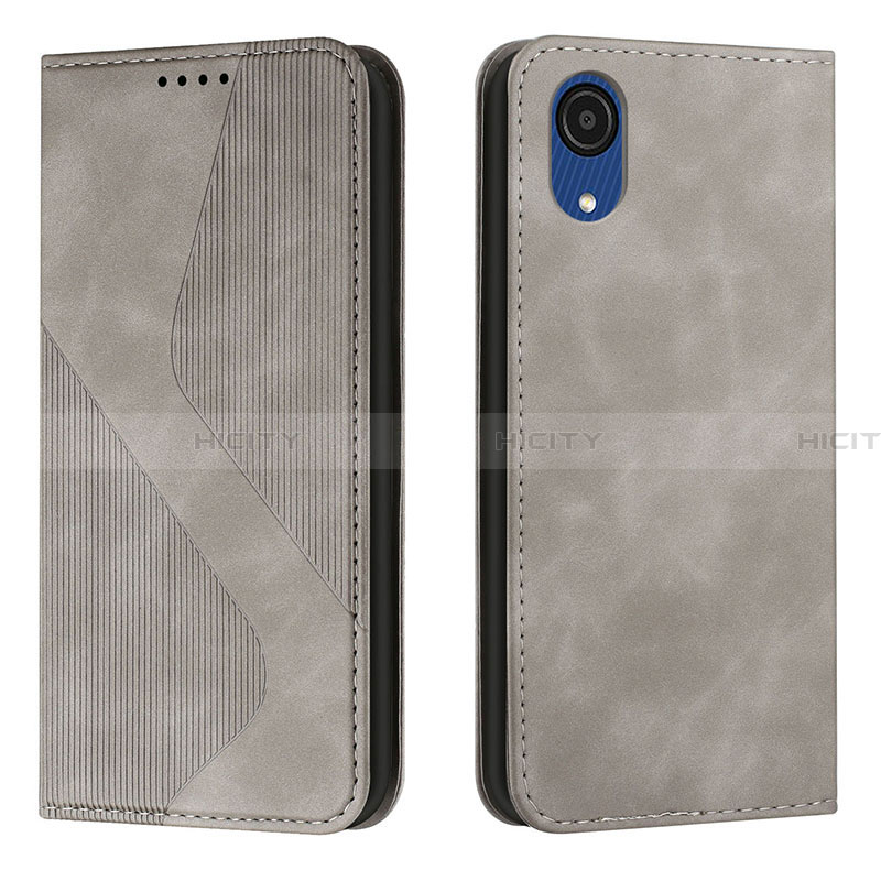 Custodia Portafoglio In Pelle Cover con Supporto H03X per Samsung Galaxy A03 Core Grigio