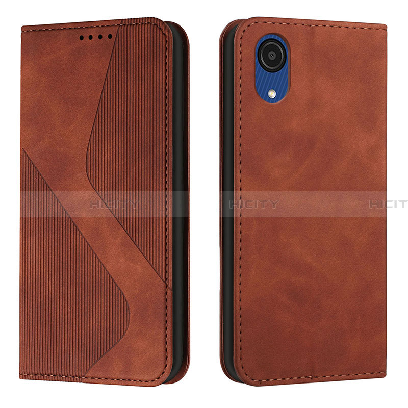 Custodia Portafoglio In Pelle Cover con Supporto H03X per Samsung Galaxy A03 Core Marrone