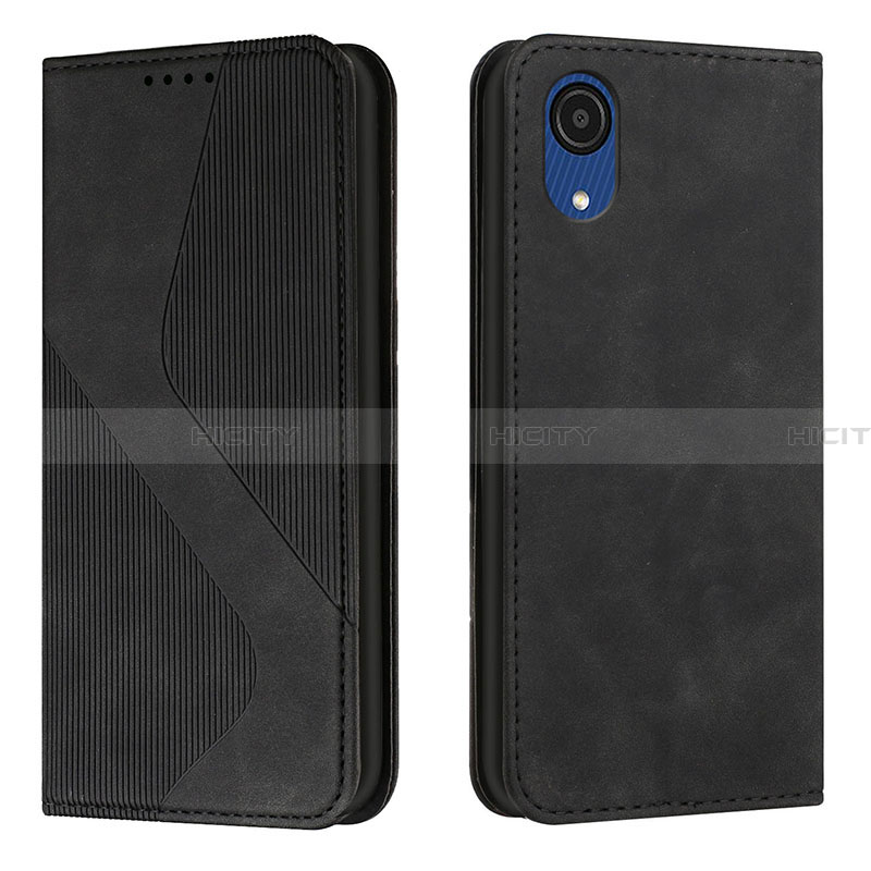 Custodia Portafoglio In Pelle Cover con Supporto H03X per Samsung Galaxy A03 Core Nero