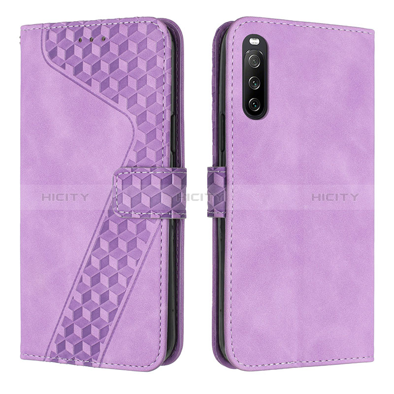 Custodia Portafoglio In Pelle Cover con Supporto H03X per Sony Xperia 10 V Viola