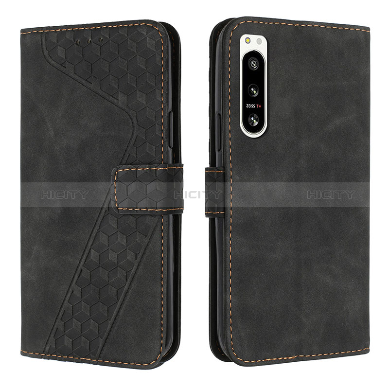 Custodia Portafoglio In Pelle Cover con Supporto H03X per Sony Xperia 5 IV Nero