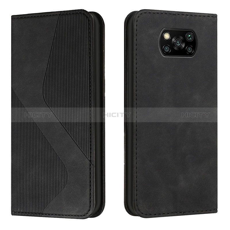 Custodia Portafoglio In Pelle Cover con Supporto H03X per Xiaomi Poco X3 NFC Nero