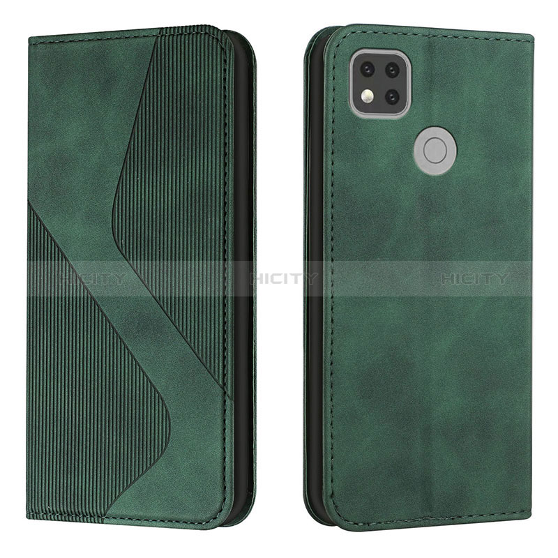 Custodia Portafoglio In Pelle Cover con Supporto H03X per Xiaomi Redmi 9 Activ Verde