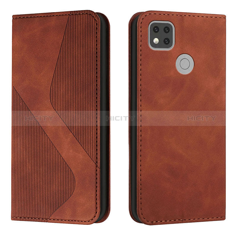 Custodia Portafoglio In Pelle Cover con Supporto H03X per Xiaomi Redmi 9 India Marrone