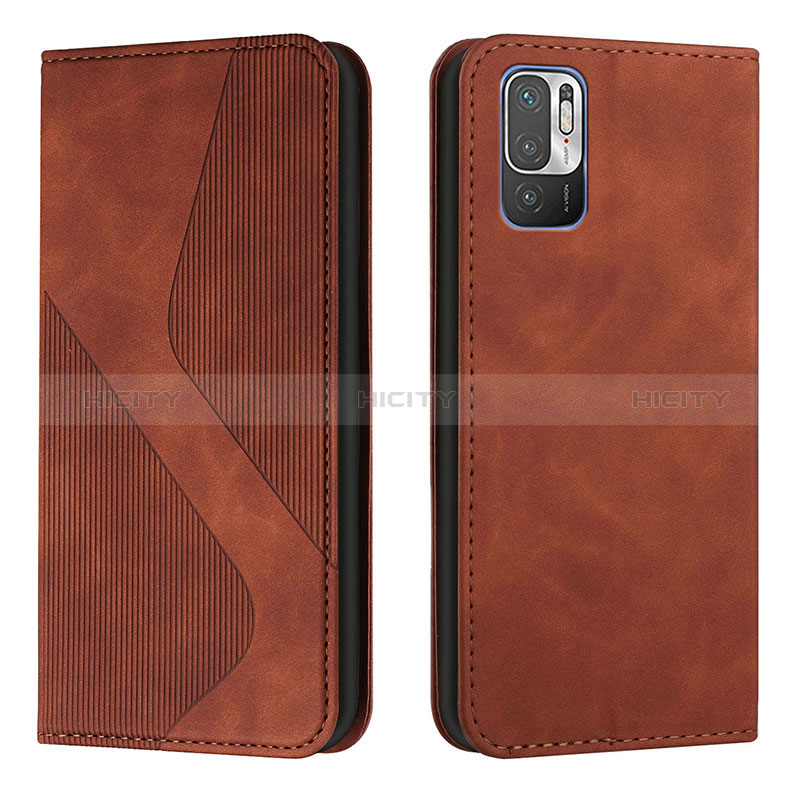 Custodia Portafoglio In Pelle Cover con Supporto H03X per Xiaomi Redmi Note 10 5G Marrone