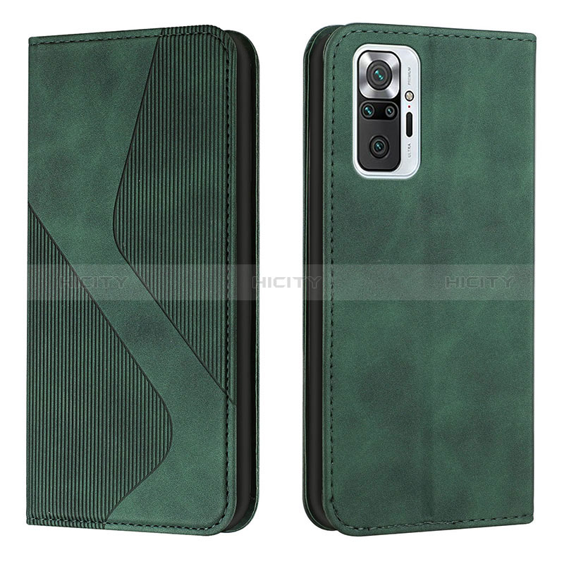 Custodia Portafoglio In Pelle Cover con Supporto H03X per Xiaomi Redmi Note 10 Pro 4G Verde