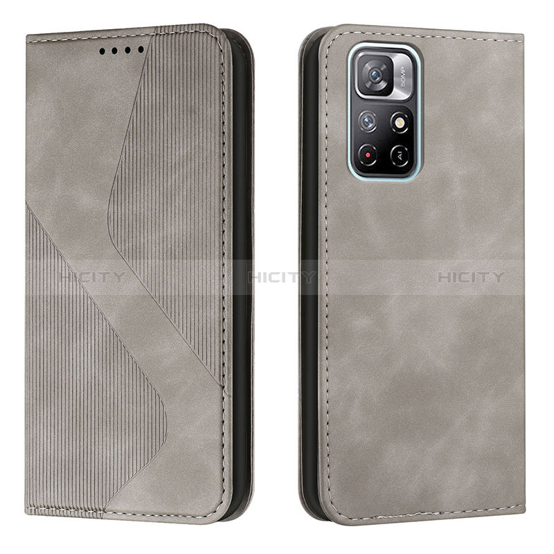 Custodia Portafoglio In Pelle Cover con Supporto H03X per Xiaomi Redmi Note 11T 5G Grigio