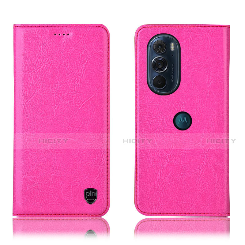 Custodia Portafoglio In Pelle Cover con Supporto H04P per Motorola Moto Edge 30 Pro 5G Rosa Caldo