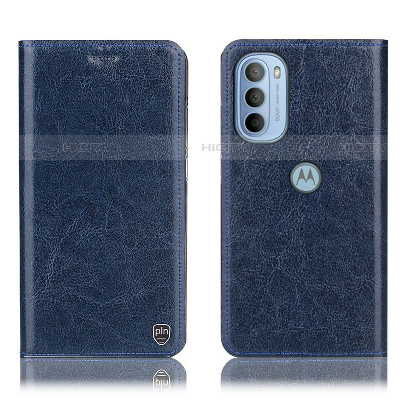 Custodia Portafoglio In Pelle Cover con Supporto H04P per Motorola Moto G31 Blu