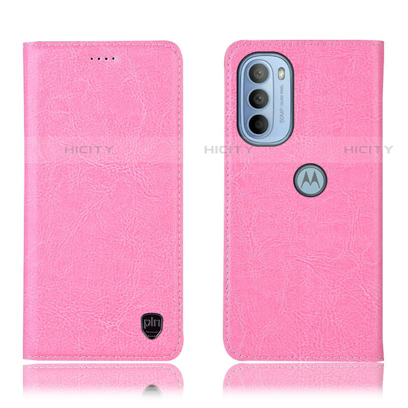 Custodia Portafoglio In Pelle Cover con Supporto H04P per Motorola Moto G31 Rosa