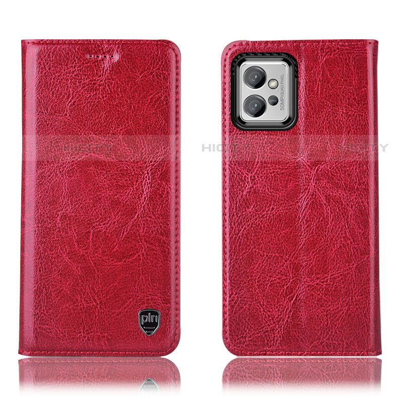 Custodia Portafoglio In Pelle Cover con Supporto H04P per Motorola Moto G32 Rosso