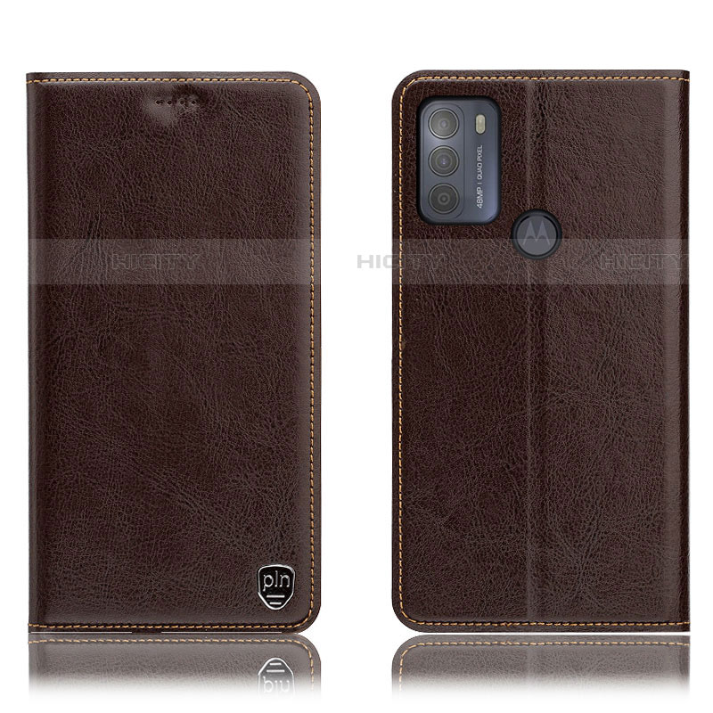 Custodia Portafoglio In Pelle Cover con Supporto H04P per Motorola Moto G50 Marrone