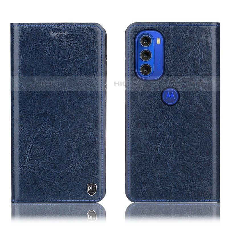 Custodia Portafoglio In Pelle Cover con Supporto H04P per Motorola Moto G51 5G Blu