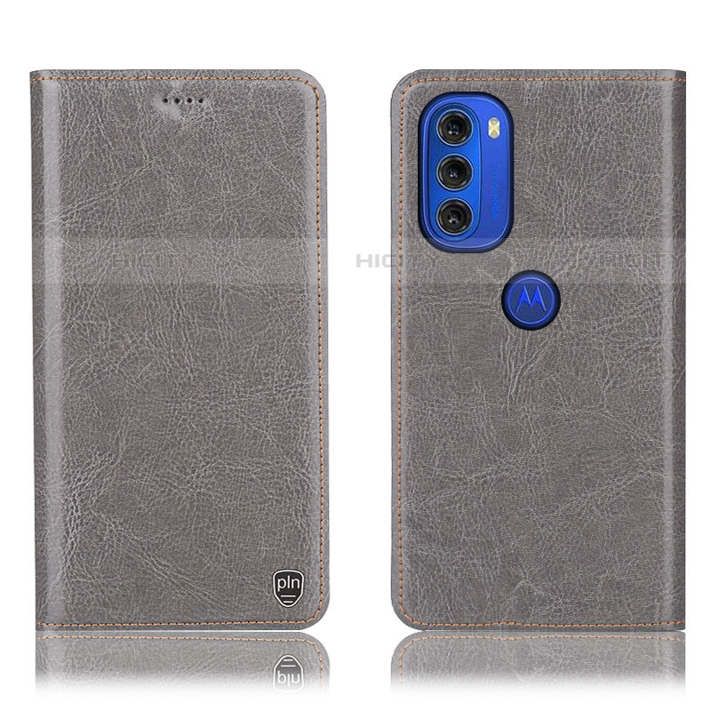 Custodia Portafoglio In Pelle Cover con Supporto H04P per Motorola Moto G51 5G Grigio