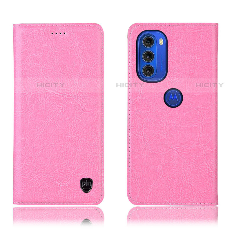 Custodia Portafoglio In Pelle Cover con Supporto H04P per Motorola Moto G51 5G Rosa