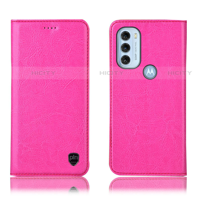 Custodia Portafoglio In Pelle Cover con Supporto H04P per Motorola Moto G71 5G Rosa Caldo