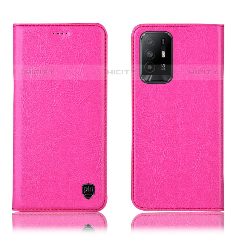 Custodia Portafoglio In Pelle Cover con Supporto H04P per Oppo F19 Pro+ Plus 5G Rosa Caldo