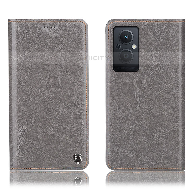 Custodia Portafoglio In Pelle Cover con Supporto H04P per Oppo F21s Pro 5G Grigio