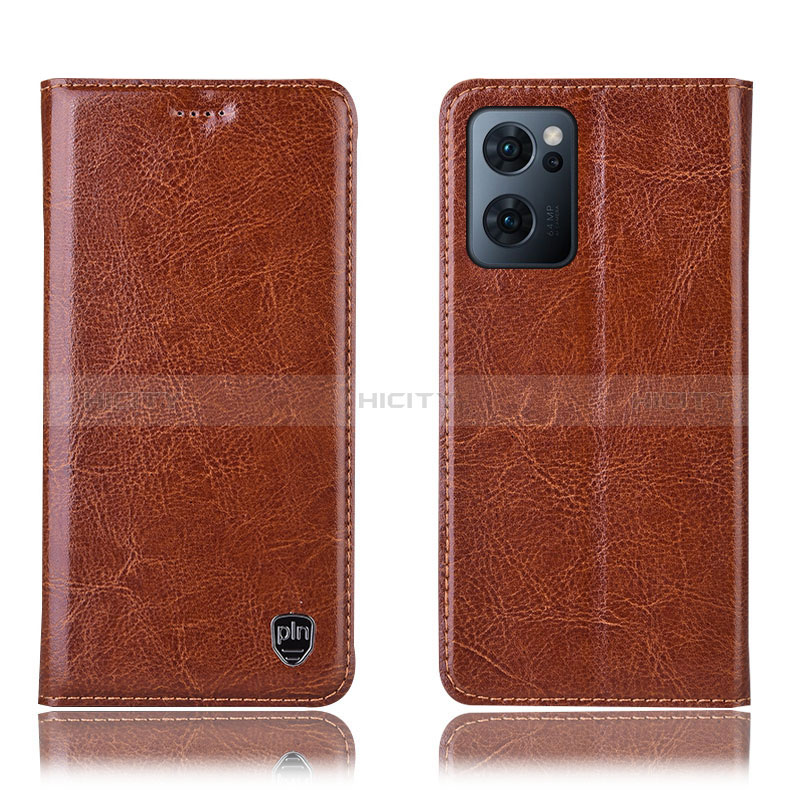 Custodia Portafoglio In Pelle Cover con Supporto H04P per Oppo Find X5 Lite 5G Marrone Chiaro