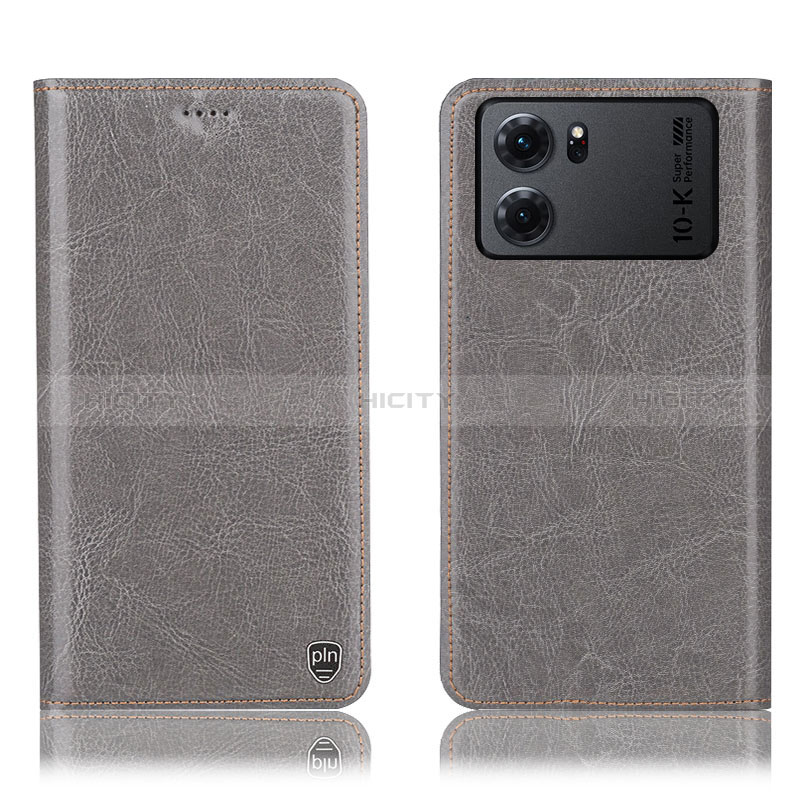 Custodia Portafoglio In Pelle Cover con Supporto H04P per Oppo K10 5G Grigio