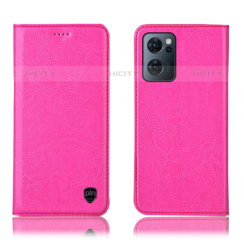 Custodia Portafoglio In Pelle Cover con Supporto H04P per Oppo Reno7 5G Rosa Caldo