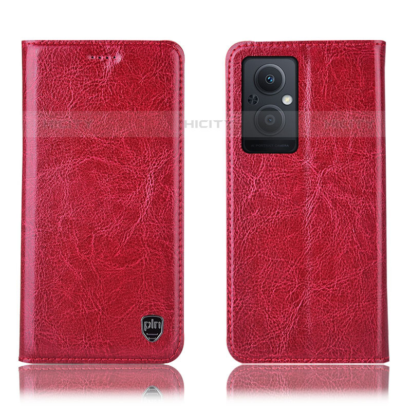 Custodia Portafoglio In Pelle Cover con Supporto H04P per Oppo Reno7 Lite 5G Rosso