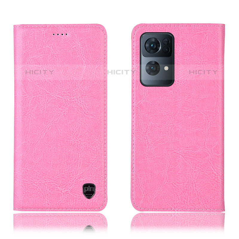 Custodia Portafoglio In Pelle Cover con Supporto H04P per Oppo Reno7 Pro 5G Rosa