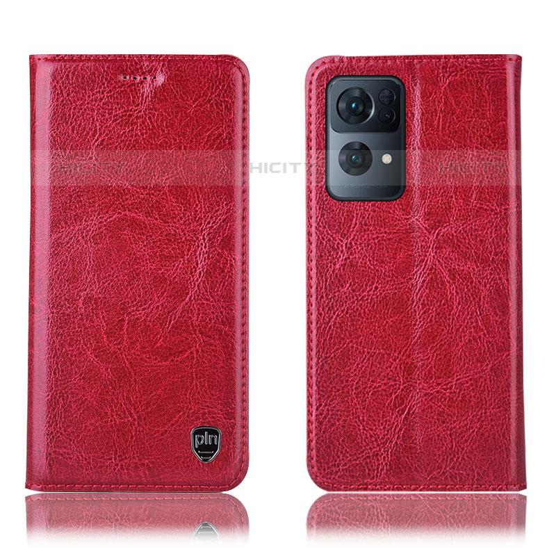 Custodia Portafoglio In Pelle Cover con Supporto H04P per Oppo Reno7 Pro 5G Rosso