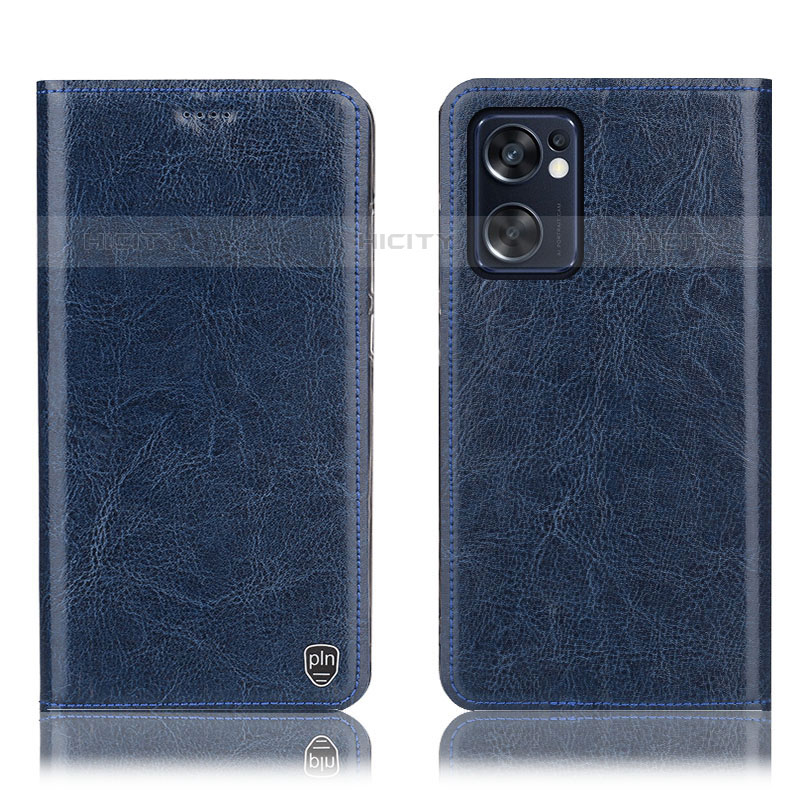 Custodia Portafoglio In Pelle Cover con Supporto H04P per Oppo Reno7 SE 5G Blu