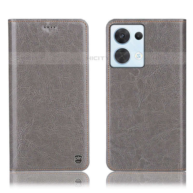 Custodia Portafoglio In Pelle Cover con Supporto H04P per Oppo Reno9 Pro 5G Grigio