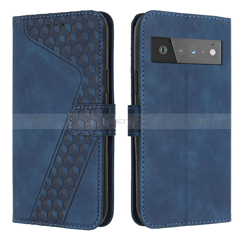 Custodia Portafoglio In Pelle Cover con Supporto H04X per Google Pixel 6 Pro 5G Blu