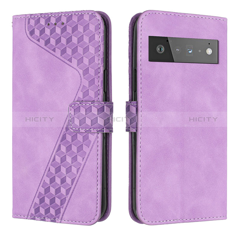 Custodia Portafoglio In Pelle Cover con Supporto H04X per Google Pixel 6 Pro 5G Viola