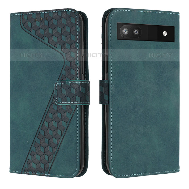 Custodia Portafoglio In Pelle Cover con Supporto H04X per Google Pixel 6a 5G Verde