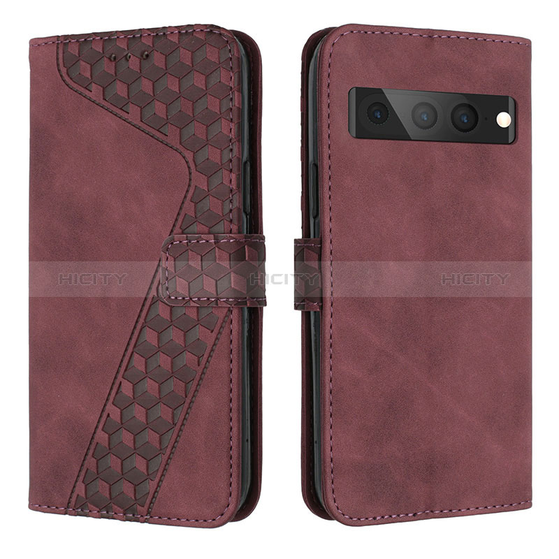 Custodia Portafoglio In Pelle Cover con Supporto H04X per Google Pixel 7 Pro 5G Rosso