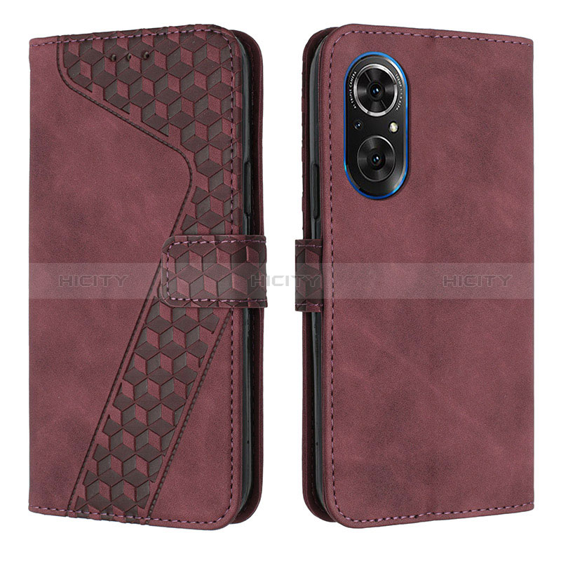 Custodia Portafoglio In Pelle Cover con Supporto H04X per Huawei Honor 50 SE 5G Rosso